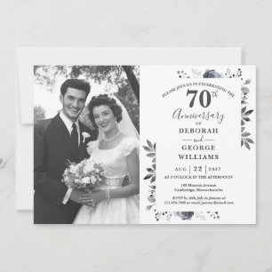 Invitation Platinum Floral 70e anniversaire Mariage Photo