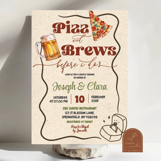 Invitation Plats de pizza avant que je fasse la fête de fianç (Créateur téléchargé)