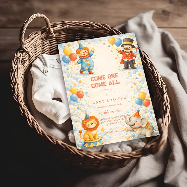 Invitation Playful Circus Friends Baby Shower (Créateur téléchargé)