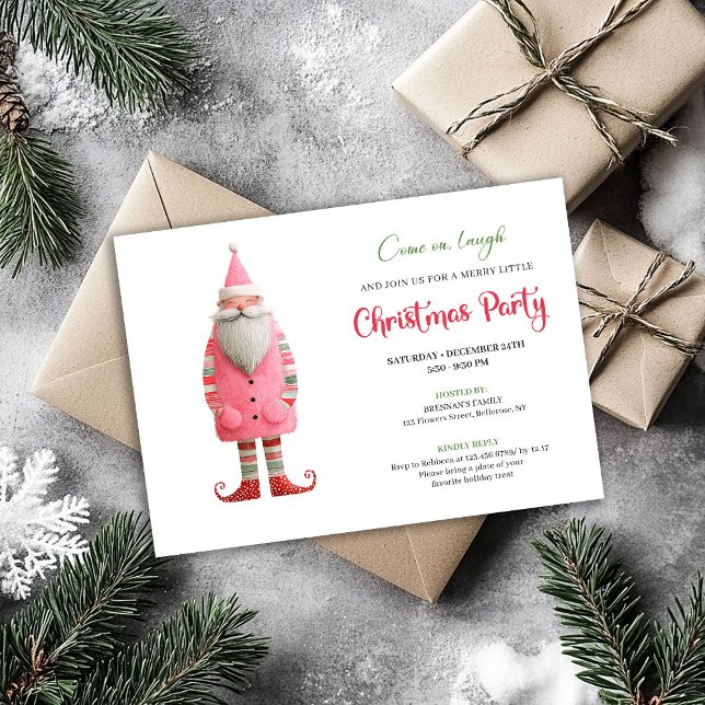 Invitation Playful Funny Santa Editable Holiday Party Invites (Playful Funny Santa Editable Holiday Party Template)