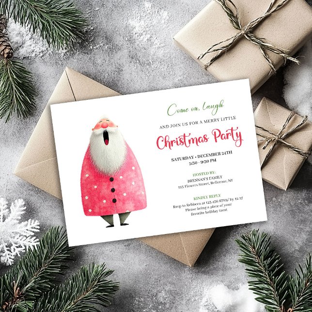 Invitation Playful quirky pink santa Christmas invite (Playful quirky pink santa Christmas invite

)