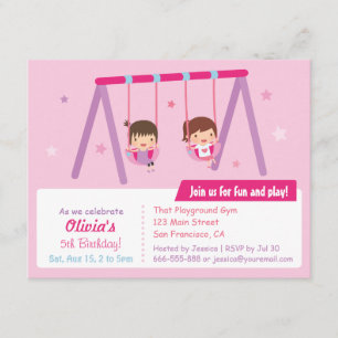 Invitation Playground Swing Girls Anniversaire fêtes Invitati