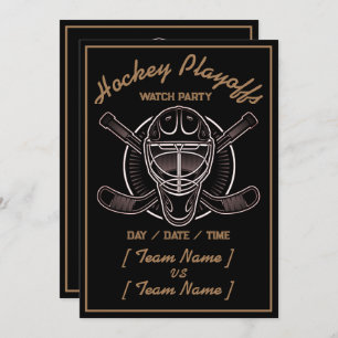 Invitation Playoffs Hockey Noir Et Or