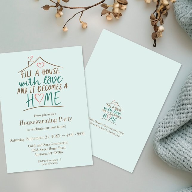 Invitation Plein d'amour Personnalisable Ménage (Filled with Love Housewarming Invitation)