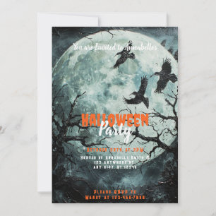 Invitation Pleine lune Black Birds Déplaisant Halloween Party