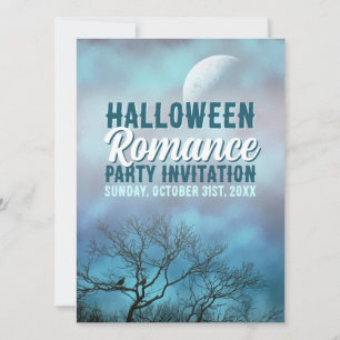 Invitation Pleine lune Bleue Gothique pour Mariages & Hallowe