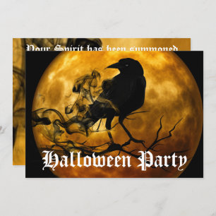 Invitation Pleine lune Corbeau noir effrayant Halloween