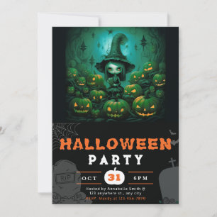 Invitation Pleine lune éffrayante sorcière Jack-O' Lanterns H