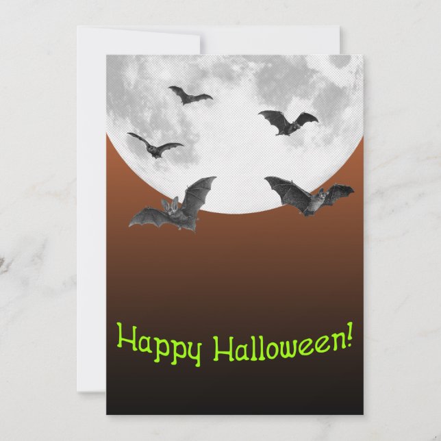 Invitation Pleine lune et chauves-souris Halloween (Devant)