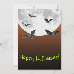 Invitation Pleine lune et chauves-souris Halloween