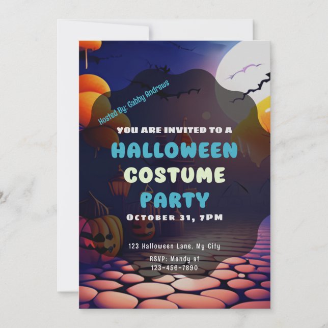 Invitation Pleine lune Jack-O' Lanterns Halloween Déplaisant (Devant)