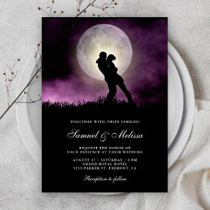 Invitation Pleine lune Nuit Ciel romantique Couple Mariage