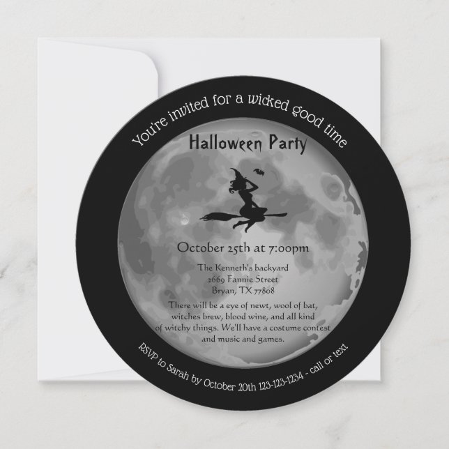 Invitation Pleine lune pervers Mystique sorcière Halloween Pa (Devant)