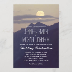Invitation Pleine lune se levant au-dessus des montagnes