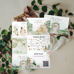 Invitation pliable en trois volets pour mariage de