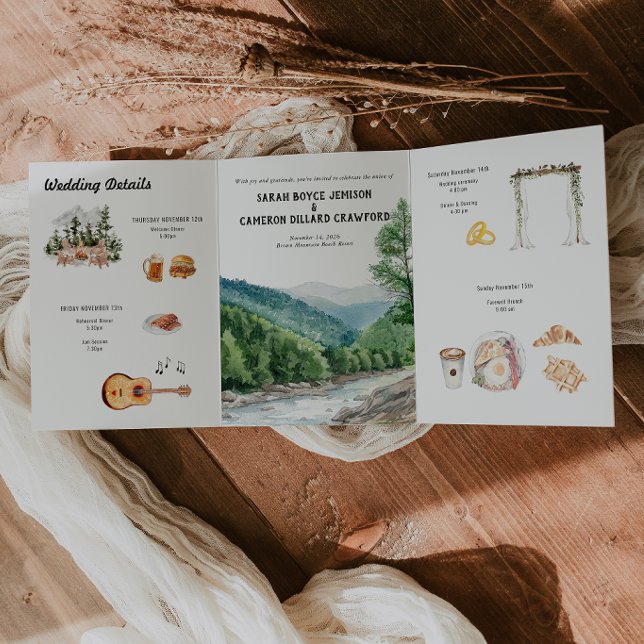 Invitation pliable en trois volets pour mariage en (Créateur téléchargé)
