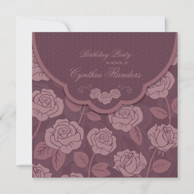 Invitation pliable Rose (Devant)