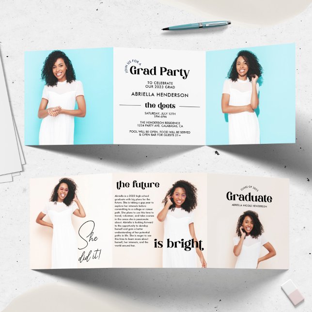 Invitation pliable triple volets de remise de dipl (Créateur téléchargé)