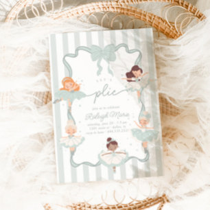 Invitation Plié Turquoise Ballet Girls Ballerina Anniversaire