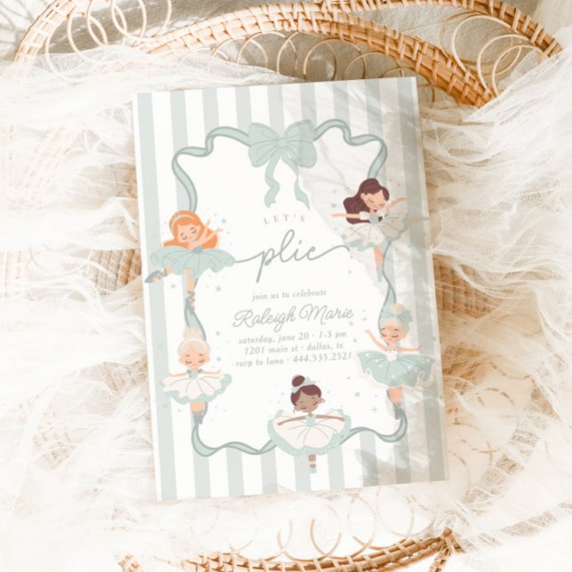 Invitation Plié Turquoise Ballet Girls Ballerina Anniversaire (Créateur téléchargé)
