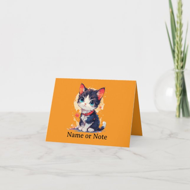 Invitation pliée Chat Mignon Kawaii pour Amateurs  (Devant)