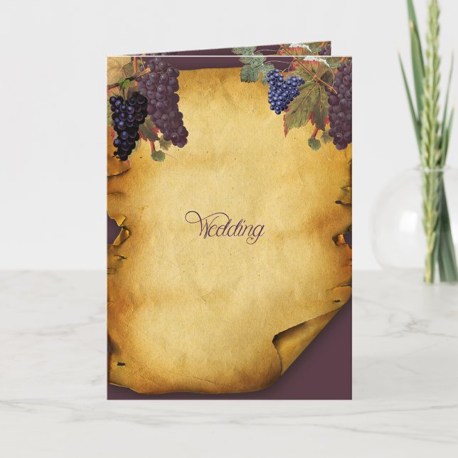 Invitation pliée de mariage au vignoble avec vigne (Winery Wedding Invitation)