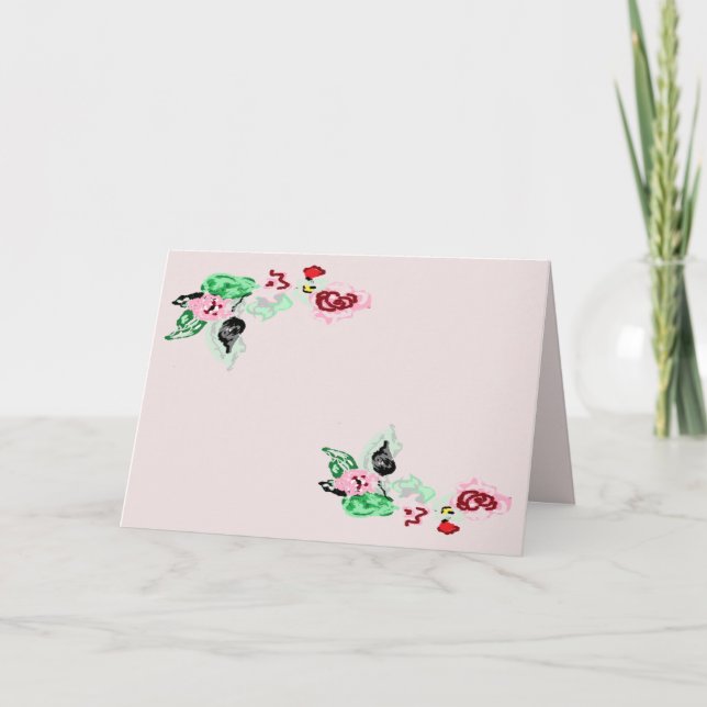 Invitation pliée : Roses sur une vigne (Devant)