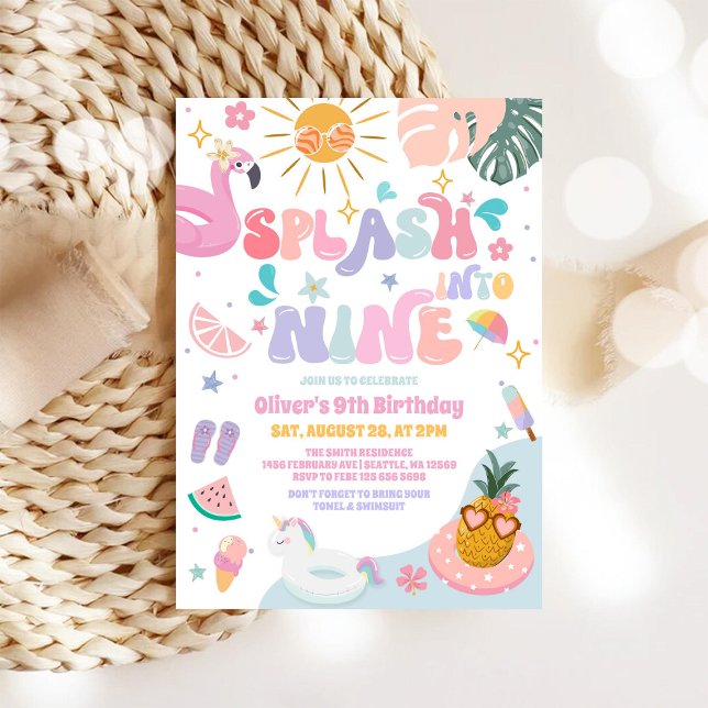 Invitation Plonge dans neuf fête au bord de la piscine Annive (Créateur téléchargé)