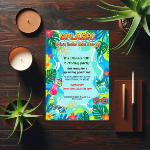 Invitation Plongée estivale pour fête d'anniversaire