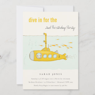 Invitation Plongée Sous-Marine Jaune À Tout Âge Anniversaire