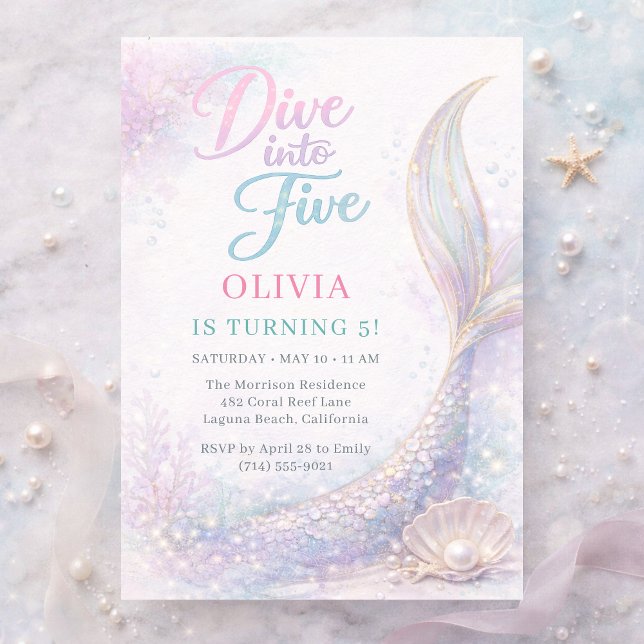 Invitation Plongeon de sirène dans la fête d'anniversaire de  (Créateur téléchargé)