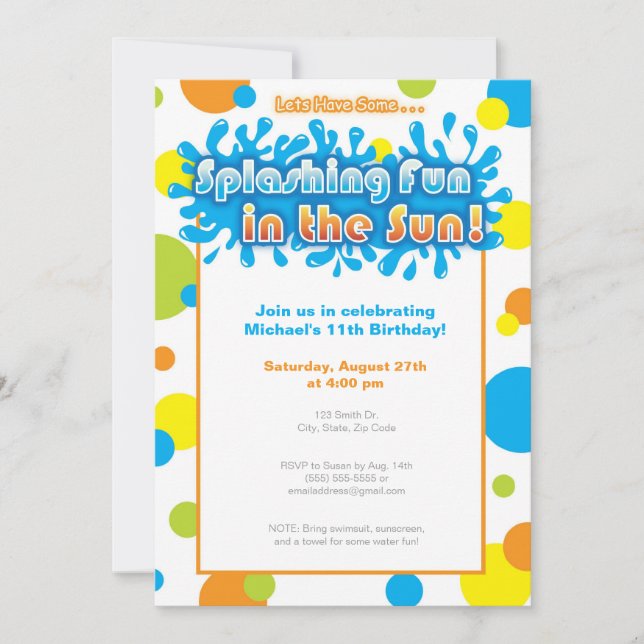 Invitation Plonger dans le soleil (Devant)