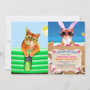 Invitation Plongeur de chat avec masque et tuba