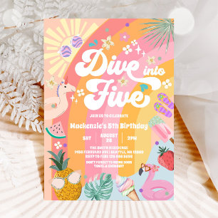 Invitation Plongez dans cinq anniversaire d'été soleil arc-en