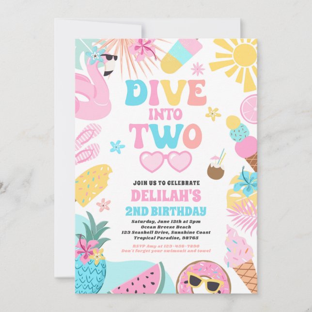 Invitation Plongez dans Deux Fête d'anniversaire de 2 ans sur (Devant)