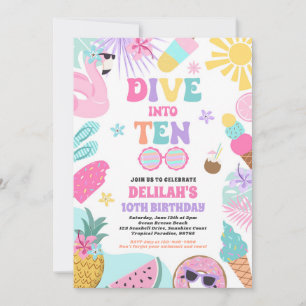 Invitation Plongez dans dix fêtes d'anniversaire de plage tro