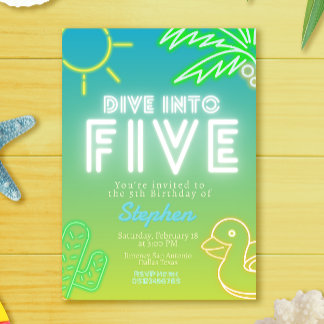 Invitation Plongez dans Five - Fête au bord de la piscine pou