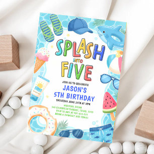 Invitation Plongez dans la fête d'anniversaire de 5 ans Pisci