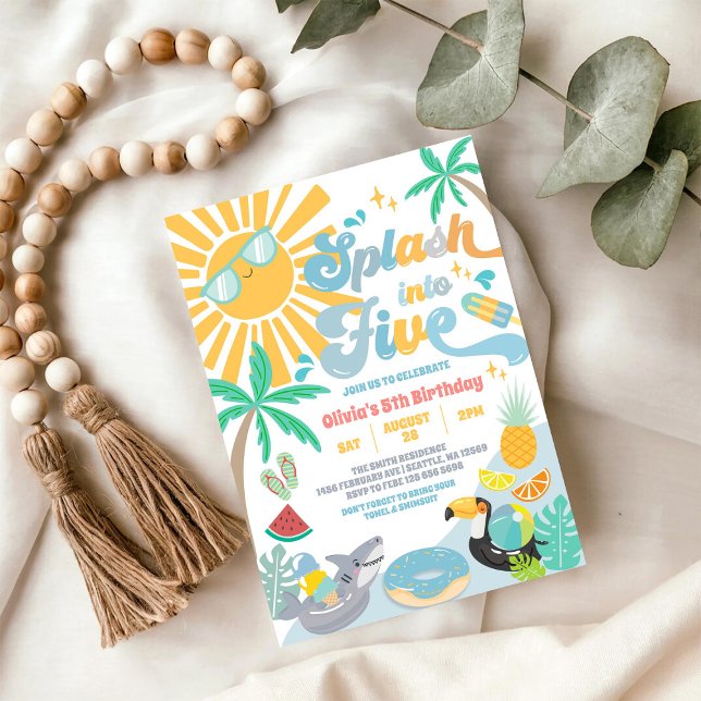 Invitation Plongez dans la fête d'anniversaire de cinq étés 5 (Créateur téléchargé)