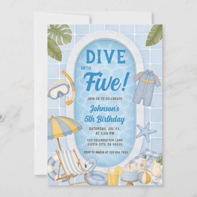 Invitation Plongez dans la fête d'anniversaire estivale pour  (Devant)