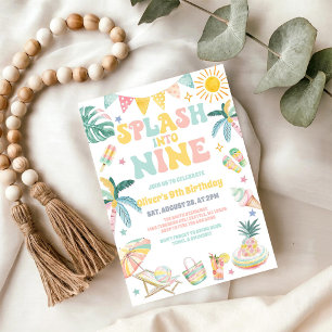 Invitation Plongez dans la fête de plage Nine pour un 9e anni