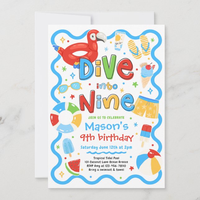 Invitation Plongez dans Nine Summer Pool Party 9e Anniversair (Devant)