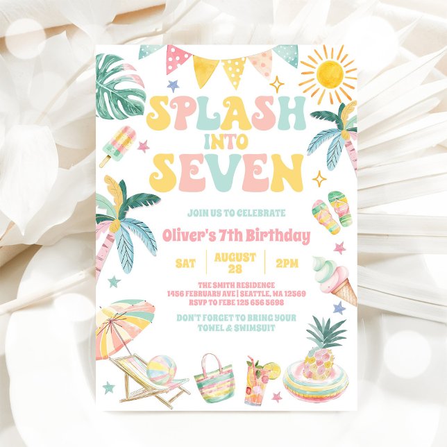 Invitation Plongez dans sept étés tropicaux 7e anniversaire (Créateur téléchargé)