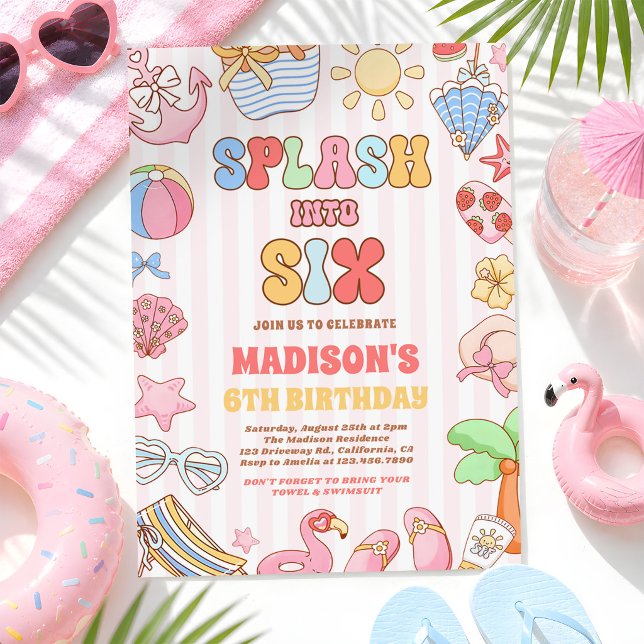 Invitation Plongez dans Six Fête d'anniversaire de 6 ans sur  (Créateur téléchargé)