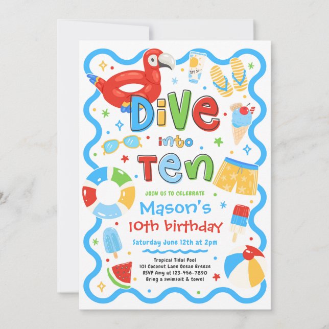 Invitation Plongez dans une fête d'anniversaire de 10 ans au  (Devant)