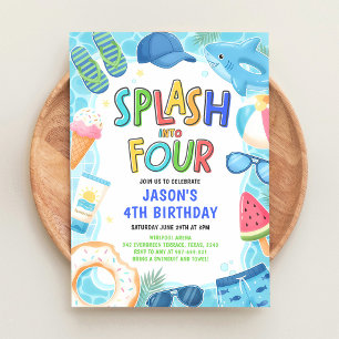 Invitation Plongez dans une fête d'anniversaire de 4 ans au b