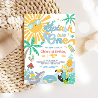 Invitation Plongez dans une fête d'été pour un premier annive