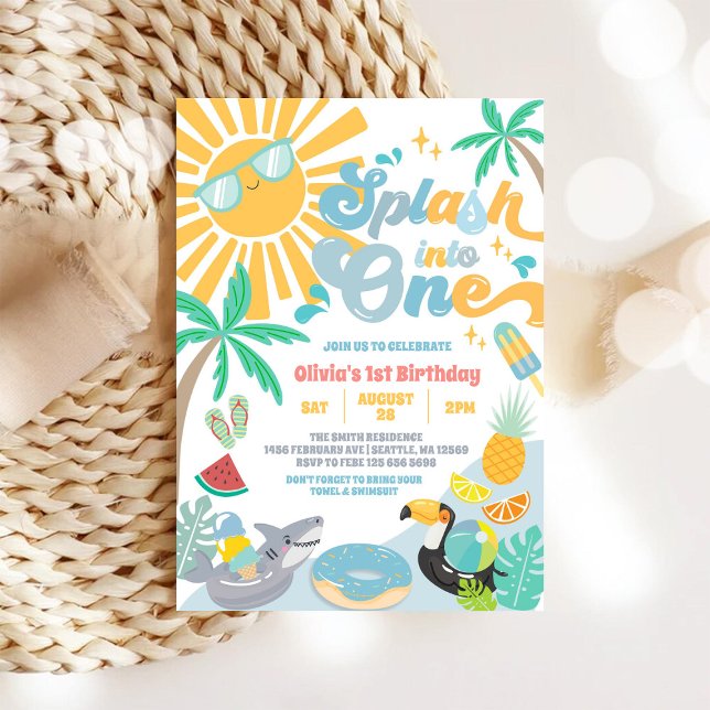 Invitation Plongez dans une fête d'été pour un premier annive (Créateur téléchargé)