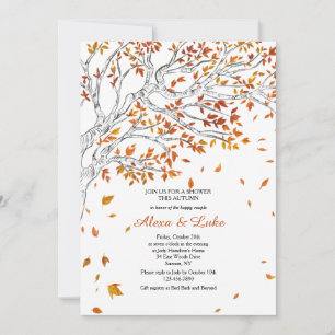 Invitation Pluie de Feuilles qui Tombent Romantique