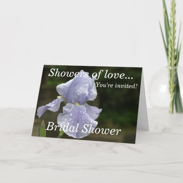 Invitation Pluie de gouttes de pluie Iris Bleu de mariage flo (Devant)